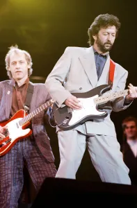 Images Dated 24th November 2014: Eric Clapton and Mark Knopfler on stage at the Nelson Mandela 70th Birthday Tribute
