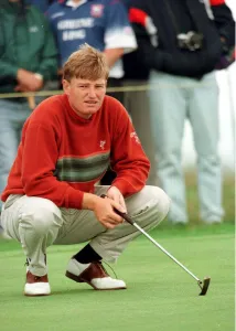 Ernie Els at Troon for the Open Championship July 1997 During his last practice round Ernie Els at Troon for the Open Championship July 1997 During his last practice round