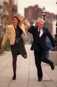 Images Dated 5th March 1990: Ernie Wise comedian Carol Keating TV presenter dancing in street March 1990