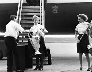 The European Cup in the safe hands of a British Airways stewardess at Speke Airport as The European Cup in the safe hands of a British Airways stewardess at Speke Airport as