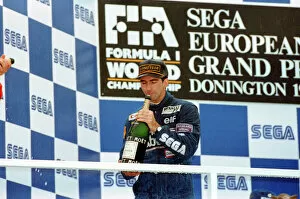 Images Dated 11th April 1993: European Grand Prix at Donington 11th April 1993. Damon Hill on the podium