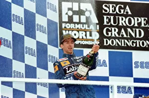 Images Dated 11th April 1993: European Grand Prix at Donington 11th April 1993. Damon Hill on the podium