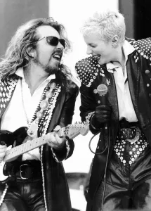 Eurythmics pop group at the Nelson Mandela Concert with singer Annie Lennox Eurythmics pop group at the Nelson Mandela Concert with singer Annie Lennox