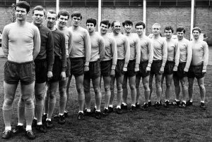Everton F C Cup Final team. Left to right, Brian Labone, Gordon West, Geoff Barnett Everton F C Cup Final team. Left to right, Brian Labone, Gordon West, Geoff Barnett