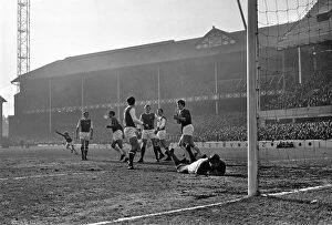 Images Dated 14th February 1970: Everton v. Arsenal: Ball goes loose in penalty area, Whittle hooks loose ball into goal