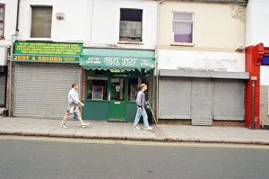 Examples of shuttered and non-shuttered shops on Far Gosford Street Examples of shuttered and non-shuttered shops on Far Gosford Street