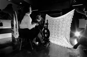 Two expert spinners and knitters are on their first ever visit to London Two expert spinners and knitters are on their first ever visit to London