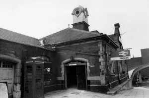 The exterior of the now derelict Manors Railway Station in Newcastle on 1st July 1985 The exterior of the now derelict Manors Railway Station in Newcastle on 1st July 1985