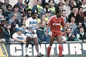 Images Dated 11th March 1990: FA Cup Quarter Final match at Loftus Road. Queens Park Rangers 2 v Liverpool 2