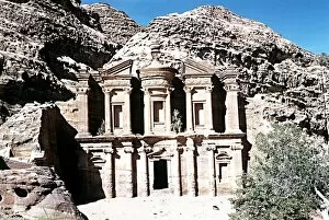 Images Dated 10th April 1972: Facade of the Deir or Monastery temple in the ruins of Petra Southern Jordan Palestine