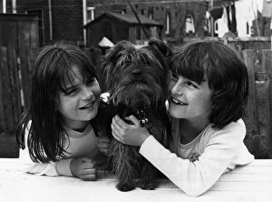 Family Pet.Pepe with Samantha (left) and Joanne Liddle. May 1983 P006086