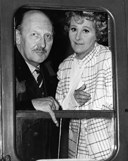 Fanny Cradock gourmet chef with husband John Cradock on train 1967 Fanny Cradock gourmet chef with husband John Cradock on train 1967