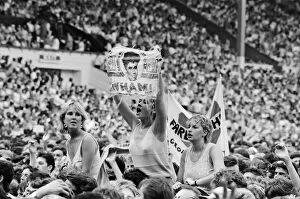 Fans enjoy Wham ! The Farewell Concert at Wembley Stadium, London on 28th June 1986