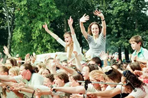 Images Dated 20th August 1995: Fans of Peter Andre, cheer as he performs at Fun Day, Stewart Park, Marton, Middlesbrough