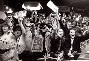 Fans of the pop group Bros in HMV music store, awaiting the arrival of the boys Fans of the pop group Bros in HMV music store, awaiting the arrival of the boys
