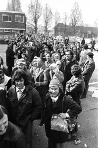 Fans queue for FA Cup Final Tickets, 15th April 1976 Fans queue for FA Cup Final Tickets, 15th April 1976