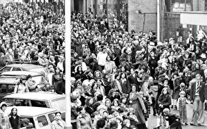 Images Dated 1st December 1976: Fans and supporters of Radio One DJ Diddy David Hemilton throng around the precinct in