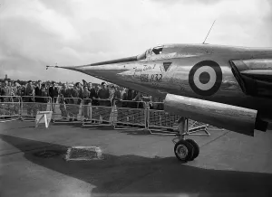 Farnborough Air Show 1956 Fairey Delta 2 jet fighter which completed the world Farnborough Air Show 1956 Fairey Delta 2 jet fighter which completed the world