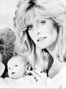 Farrah Fawcett actress with son Redmond April 1985 dbase Farrah Fawcett actress with son Redmond April 1985 dbase