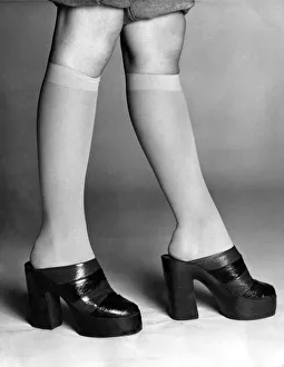 Fashion: Platform shoes. April 1974 P005355 Fashion: Platform shoes. April 1974 P005355