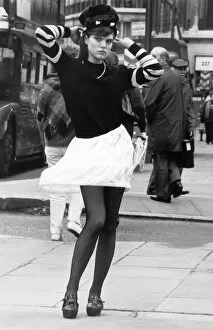 Images Dated 3rd March 1987: Fashion - Skirts New Style. Model Marla shows off the new short hop skirt