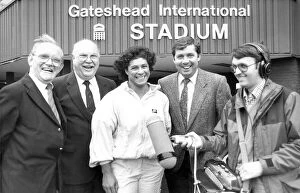 Fatima Whitbread arrives at Gateshead Stadium for a BBC Radio chat show, Left to right