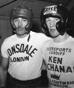 Featherweight boxer Jackie Turpin (left) seen here with World Lightweight Champion Ken Featherweight boxer Jackie Turpin (left) seen here with World Lightweight Champion Ken