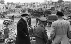 00492 Gallery: Field Marshal Bernard Montgomery with Prime Minister Winston Churchill during a tour of