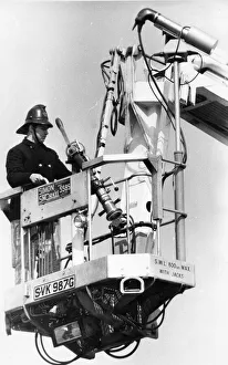 00074 Gallery: Fire fighters demonstrate the latest in fire engine equipment - Simon Snorkel the cherry