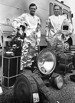 00074 Gallery: Firefighters David Edwards, left, and Ken Bailey dressed in heat proof suits with