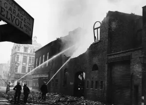 Firemen dampening down Mateer & Nelson on Chapel Street Firemen dampening down Mateer & Nelson on Chapel Street