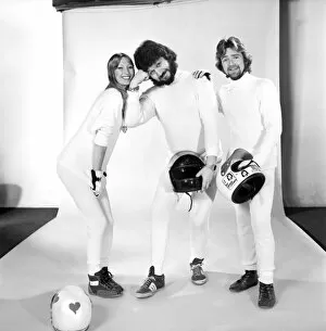 Images Dated 17th February 1975: A Fireproof Combination. Noel Edmonds. Dave Lee Travers. Maureen Lynn