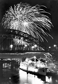 A fireworks spectacular on the River Tyne on Bonfire Night in November 1985