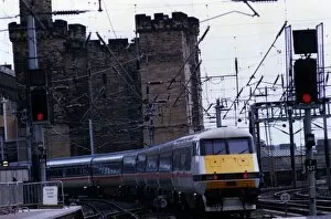 The first electric Intercity 225 passenger train arrives at Newcastle Central Station