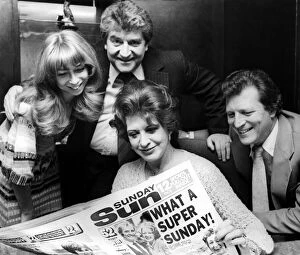 Among the first to get a sneak preview of the new look Sunday Sun were four famous faces