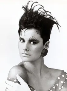 Flat top hairstyle of the mid 1980s Model with an unusual hair style Flat top hairstyle of the mid 1980s Model with an unusual hair style