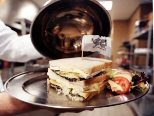 Food - Wales - A sandwich of Caerphilly and Pencarreg cheese Food - Wales - A sandwich of Caerphilly and Pencarreg cheese