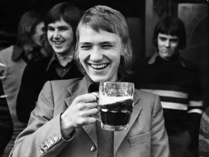 Football fan Paul Morgan enjoys a pint of beer before going to watch his team Football fan Paul Morgan enjoys a pint of beer before going to watch his team