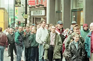 Images Dated 10th June 1996: Football Fans queue outside Thomson House, Head Office of Newcastle Chronicle