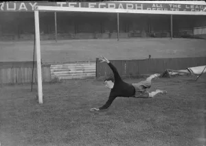 Football George Thompson Scunthorpe goalkeeper seen here training circa 1950 Football George Thompson Scunthorpe goalkeeper seen here training circa 1950