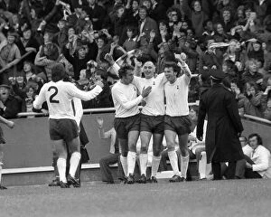 Football Tottenham Hotspur v Arsenal October 1973 cheers alround for Spurs man Alan