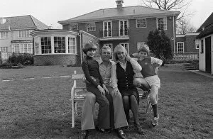 Images Dated 31st March 1977: Footballer Bobby Moore with his wife Tina and with their children