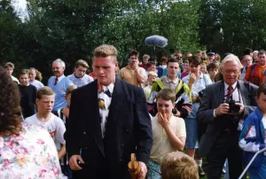 Images Dated 27th August 1990: Footballer Paul Gascoigne - Gazza Paul Gascoigne officially opening the stand