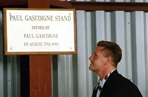 Images Dated 27th August 1990: Footballer Paul Gascoigne - Gazza Paul Gascoigne officially opening the stand