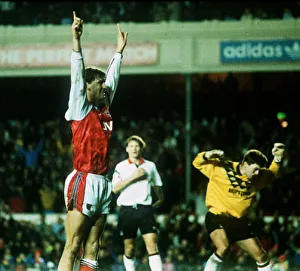 Footballer Tony Adams of Arsenal celebrates goal against Nottingham Forest, 1992 Footballer Tony Adams of Arsenal celebrates goal against Nottingham Forest, 1992