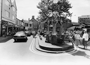 The fountain near the entrance to the market in central Pontypridd. 8th August 1987 The fountain near the entrance to the market in central Pontypridd. 8th August 1987