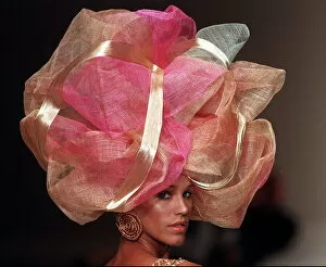 Images Dated 21st January 1997: France Paris Fashion Week 1997 with model walking on catwalk wearing an unusual pink