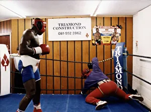 Images Dated 22nd March 1992: Frank Bruno boxer sparring in the gym