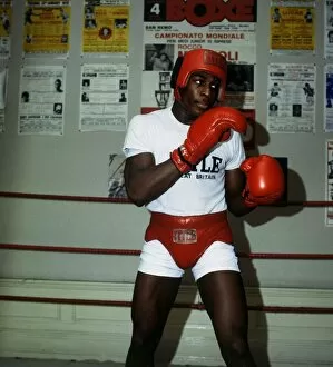 Frank Bruno boxer in training March 1986