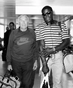 Frank Bruno Boxing arrives at Heathrow with manager Frank Bruno Boxing arrives at Heathrow with manager